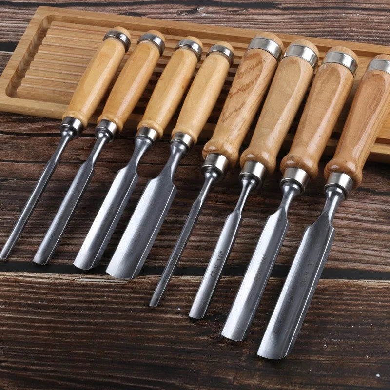 4pcs  DIY Woodworking Chisel 6mm 12mm 18mm 24mm Half-round Wood Chisel Chrome Vanadium Steel Carpenter Wood Carving Chisel Gouge