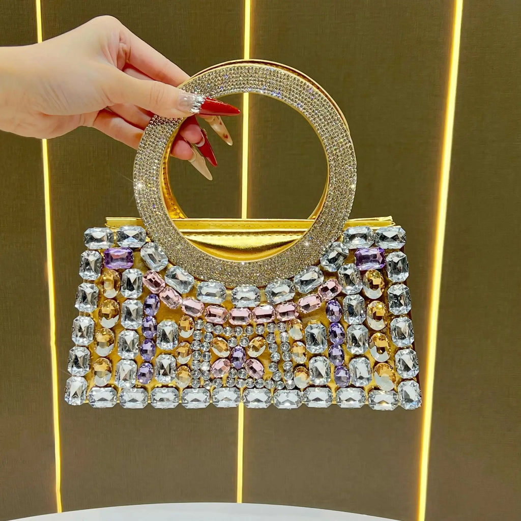 New fashion dinner bag, high-end women's handbag, full diamond messenger women's bag, light luxury temperament chain bag