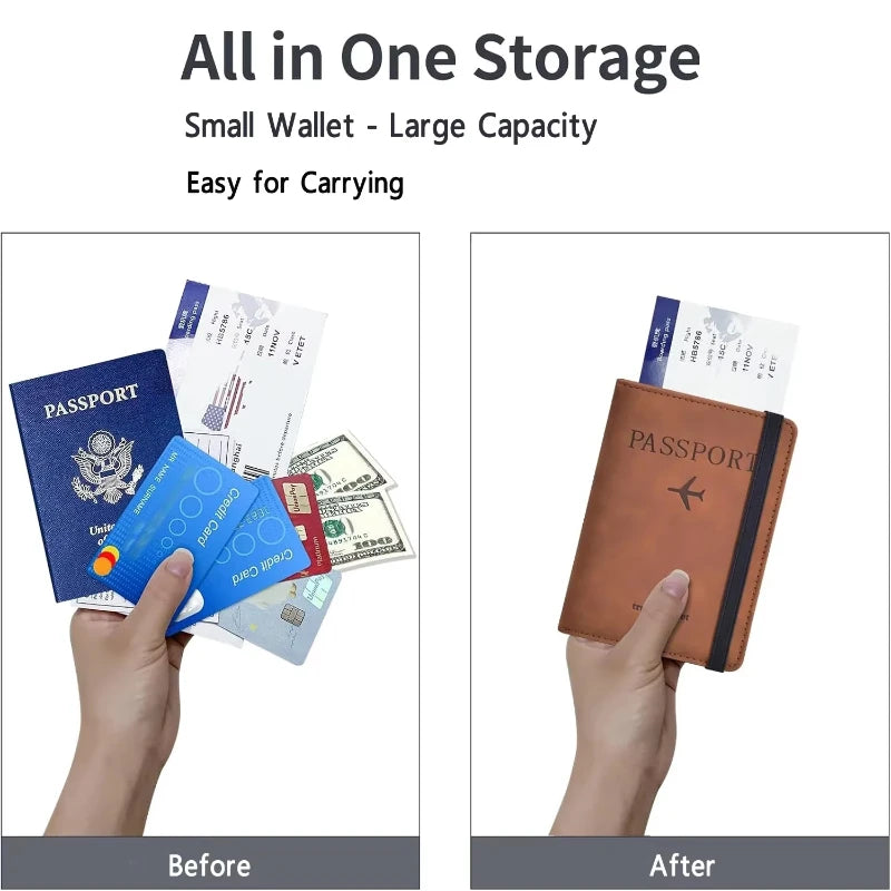 Homefish PU Leather Wallet Travel Passport Purse Card Male Travel Accessories Hand Carry Passport Business Cards Holder Wallet