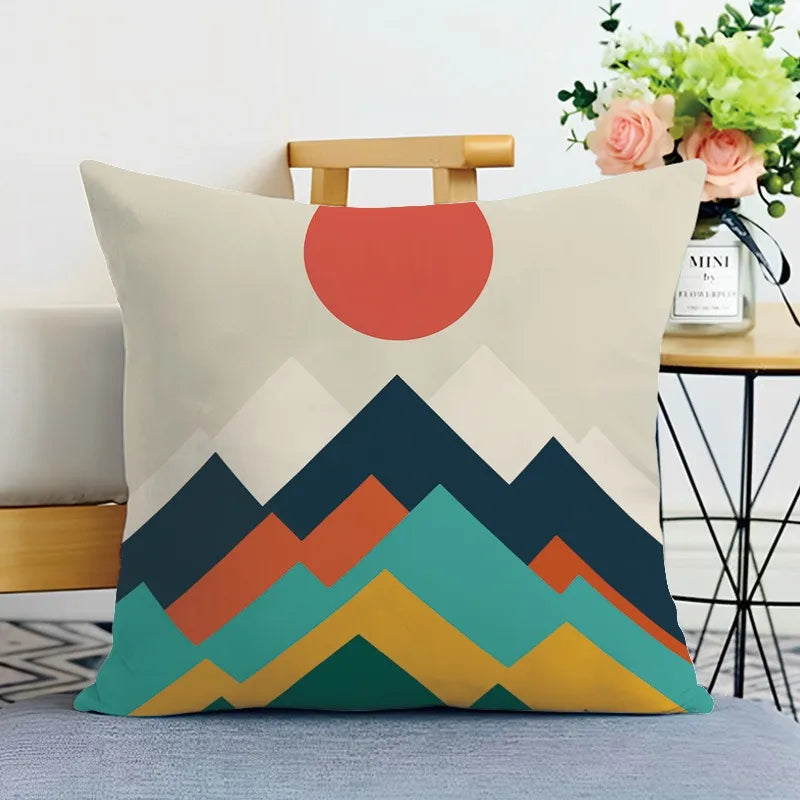 Creative Geometric Double-sided Printed pillow cover Short plush Suitable living rooms bedrooms sofas throw cushion cover
