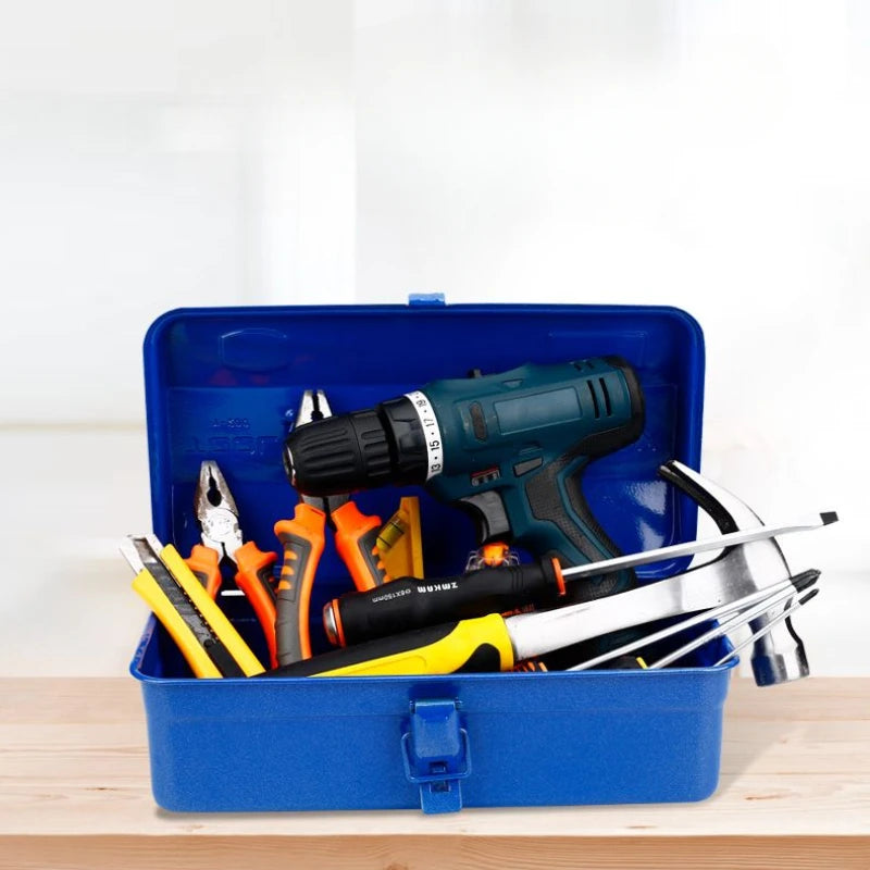 Hardware Thickened Iron Toolbox Portable Large Metal Toolbox Car Storage Household Sturdy and Durable Multiple Specifications