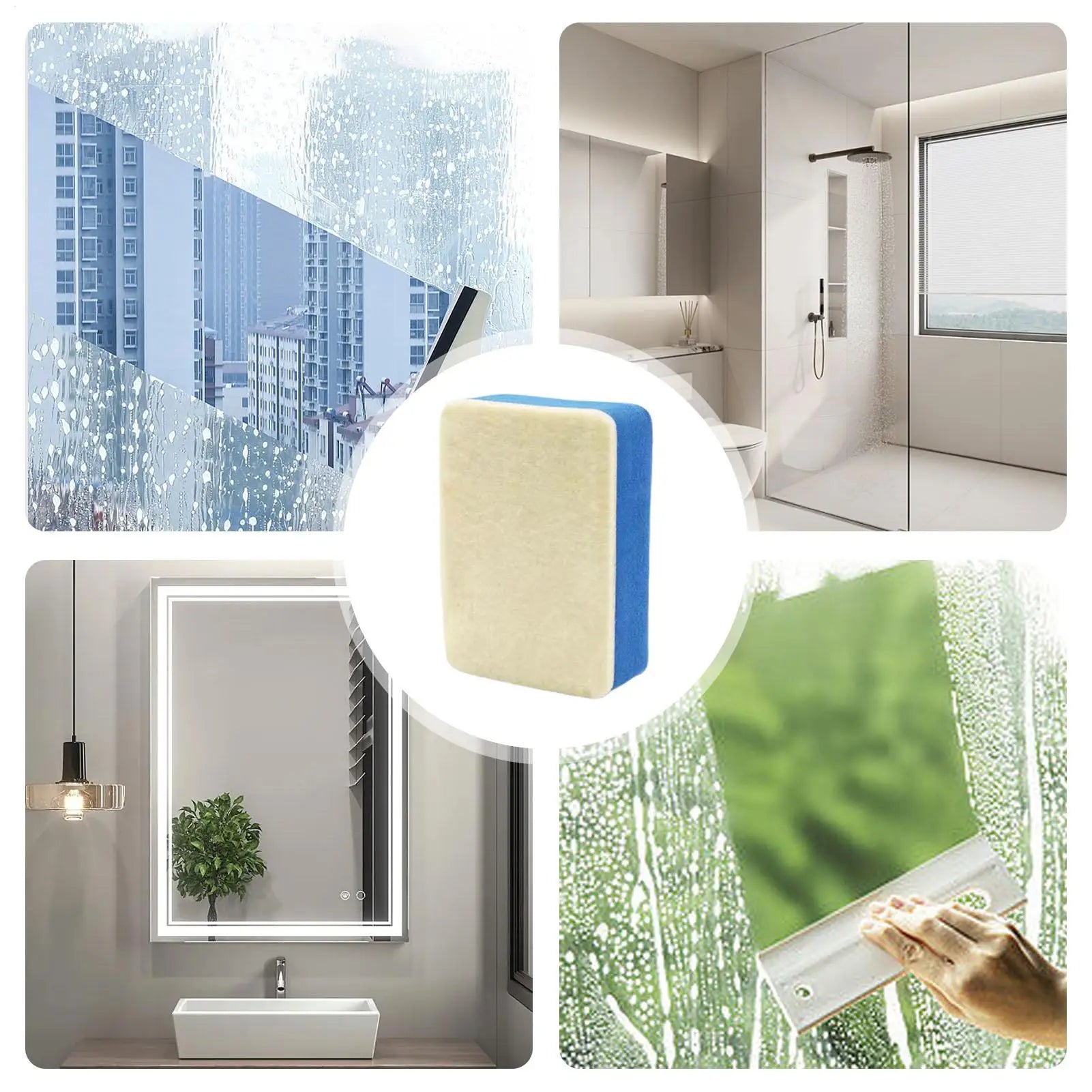 Car Window Oil Film Remover Cleaning Brush & Wipes Easy Defogger Cleaner for Auto Vehicle Windshield Rain Clear Sight