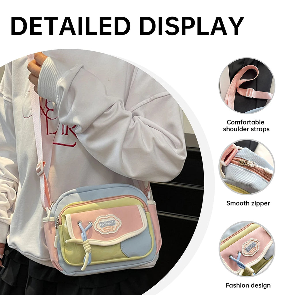 Cute Crossbody Bag for Junior High School Girls, Good-Looking, Large-Capacity Handbag, Tutoring Shoulder Bag, Commuting Spring Outing School Bag for Girls