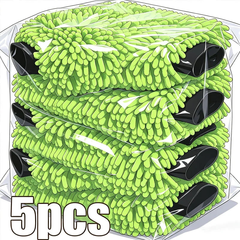Lint-Free Scratch-Free for Auto Detailing Absorbent Wash Mitt Double-Sided Chenille Microfiber Car Cleaning Glove Car Wash Glove