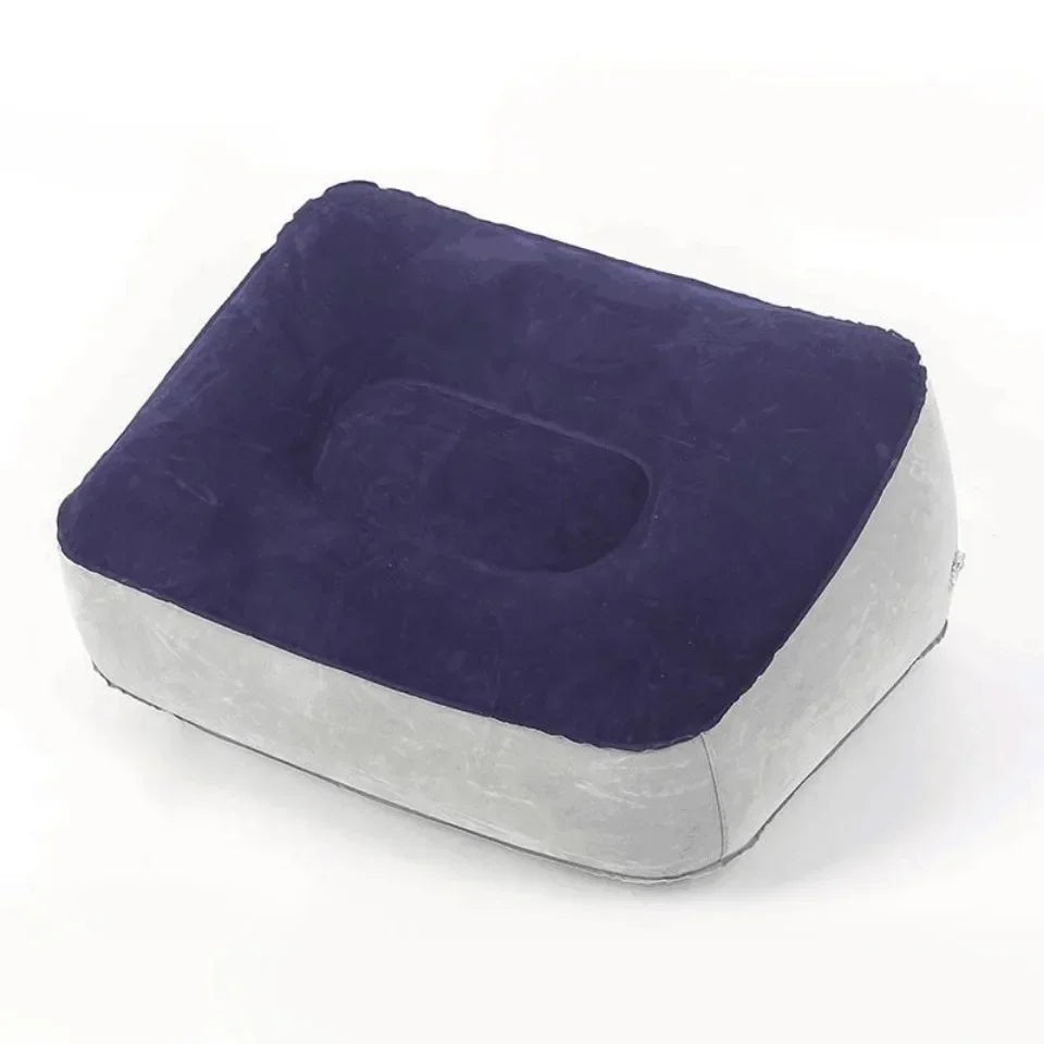 Inflatable PVC Footrest Pillow Air Cushion for Travel Office Home Leg Up Relaxing Foot Rest Under Desk Support