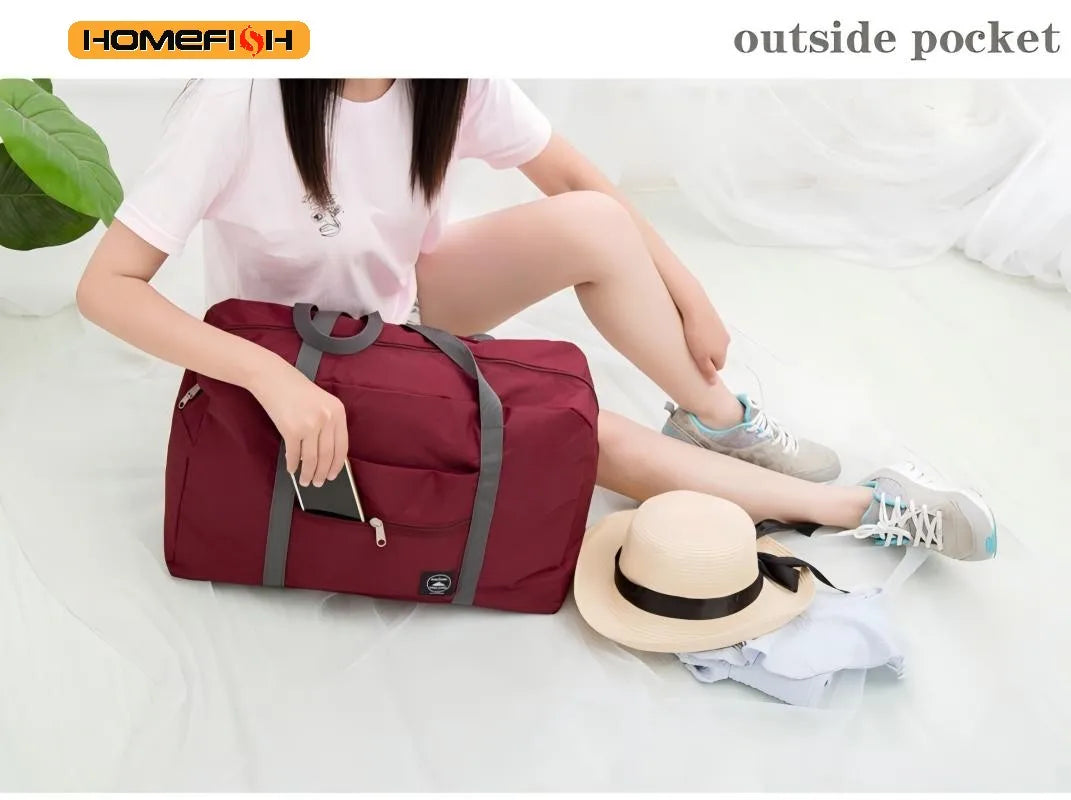Homefish Folding Travel Storage Bag Large Capacity Luggage Handbag for Travel Moving