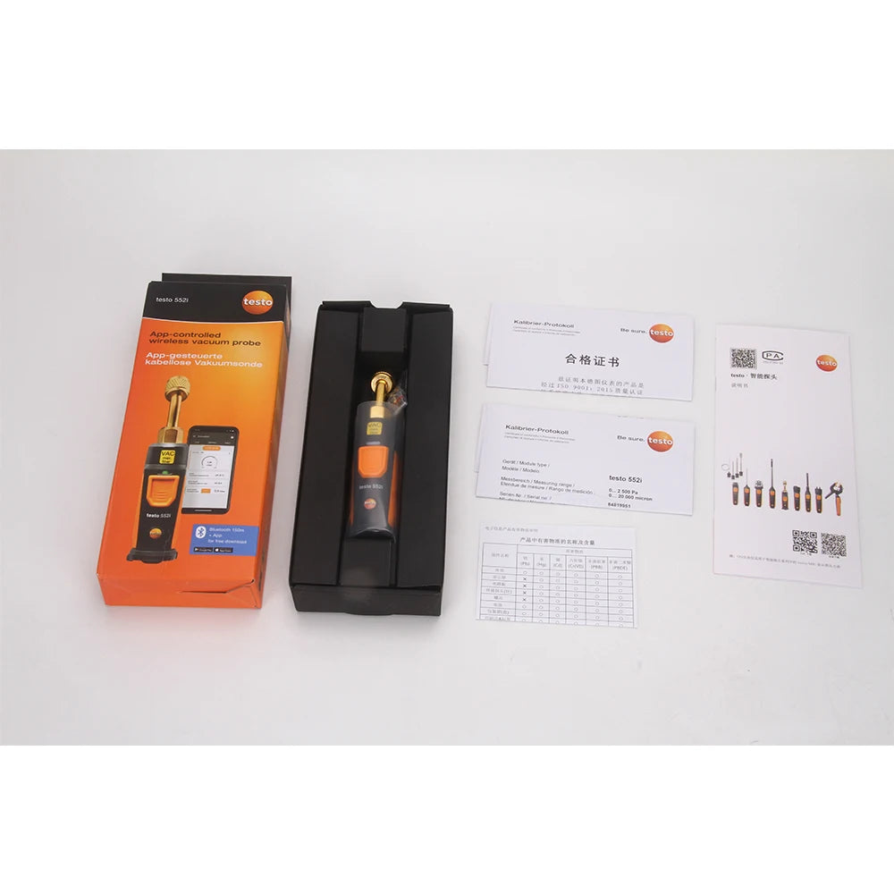 Testo 552i Wireless Digital Vacuum Probe Vacuum Gauge for HVAC Systems with APP