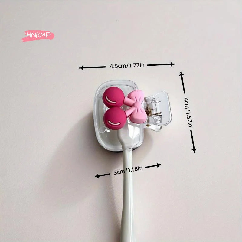 Cute Cherry Bow Toothbrush Storage Holder 1/2Pcs Protect Head with Dual Holes for Drainage And Ventilation