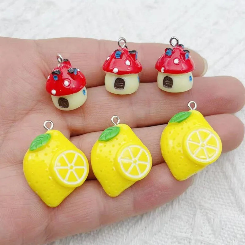 10pcs resin simulated food pendant, DIY jewelry making earrings, keychains, accessories