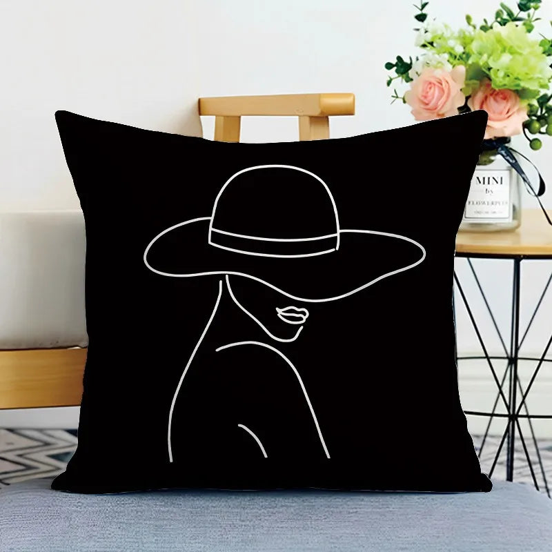 Black and White Ins Style Double-sided Printed pillow cover Short plush Suitable living rooms bedrooms sofas throw cushion cover