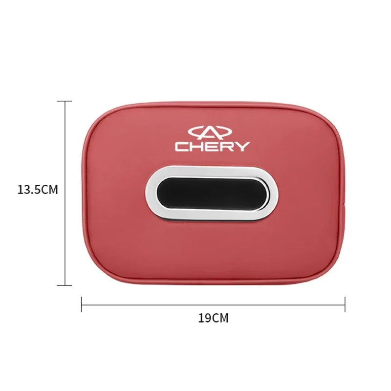 Leather Car Tissue Box For CHERY PU Leather Hanging Tissue Bag Sun Visor/Seat Back/Armrest Mounted Paper Towel Storage For CHERY