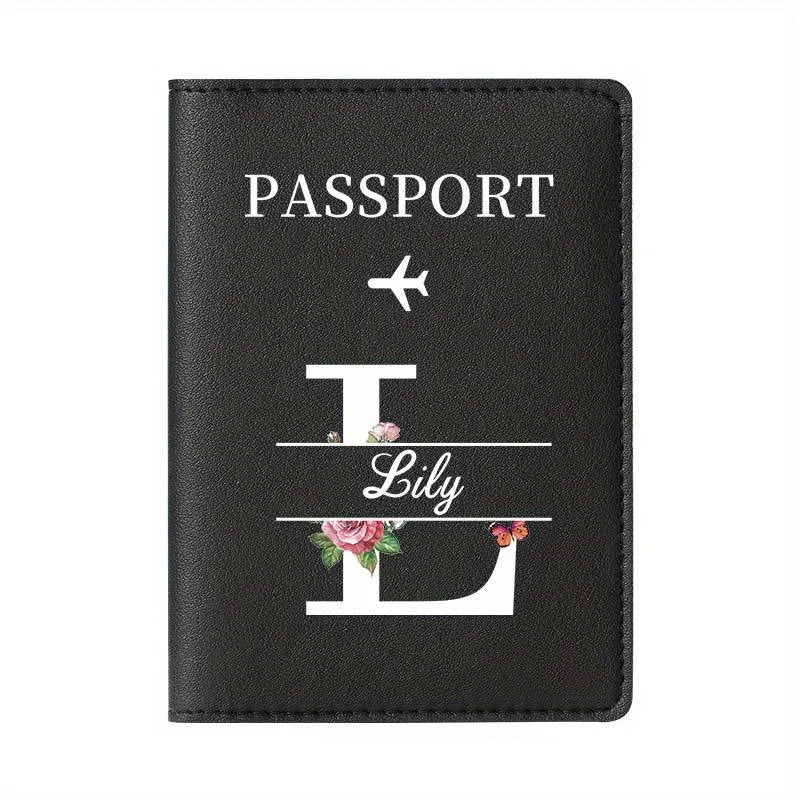 Personalized Custom Black Passport Holder with Custom Name - 26 Letters and Surname. Fashionable Foldable Travel Accessory