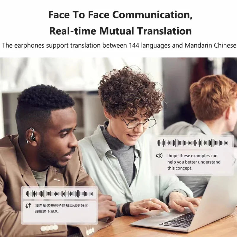 144 Languages Translator Earbuds Bluetooth-Compatible 5.4 Real Time Voice Translator Noise Cancelling Translation Earphones