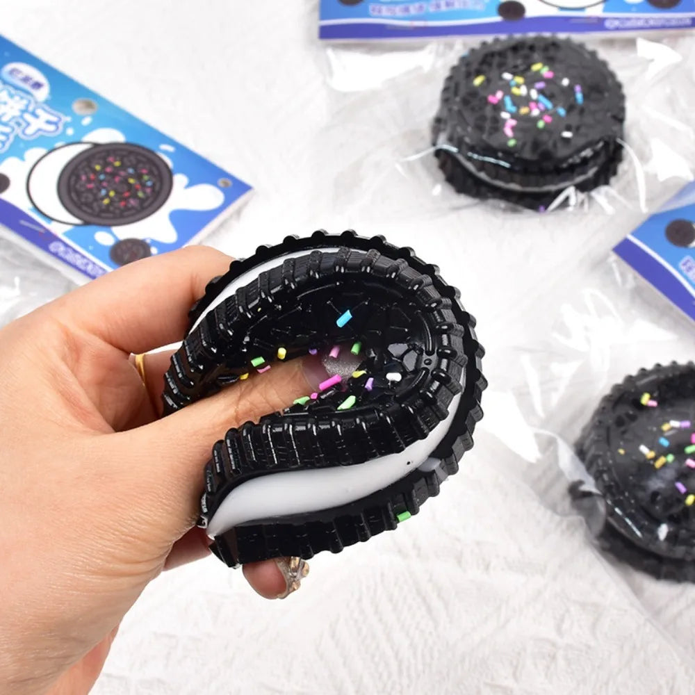 Simulation Oreo Stress Relief Squishy Toy. Creative Cookie Cake Super Soft Squeeze Toy. Sandwich Biscuit Antistress Gadget.
