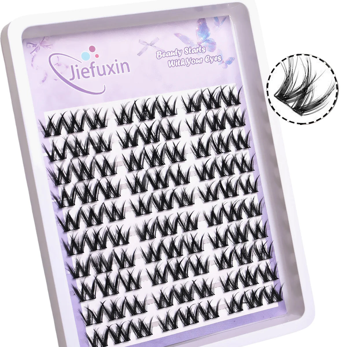Natural Curling W-Shaped Sunflower Strip Lashes Reusable Fluffy Thick Manga Individual Style False Eyelashes