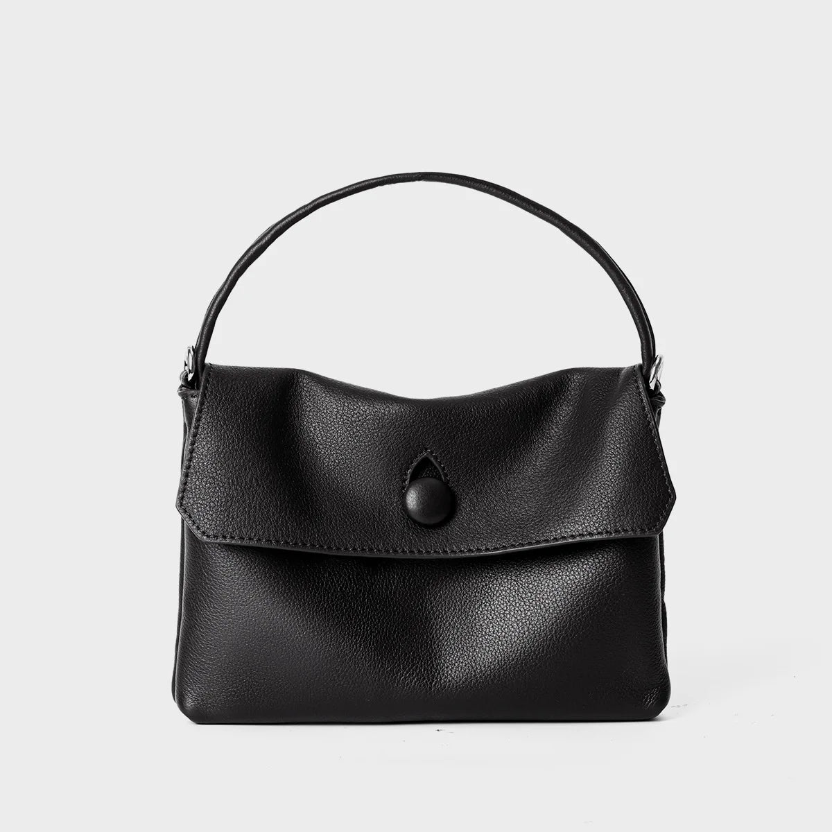 Genuine Leather Button Bag Small Cowhide Handbag Shoulder Bag for Mobile Phone