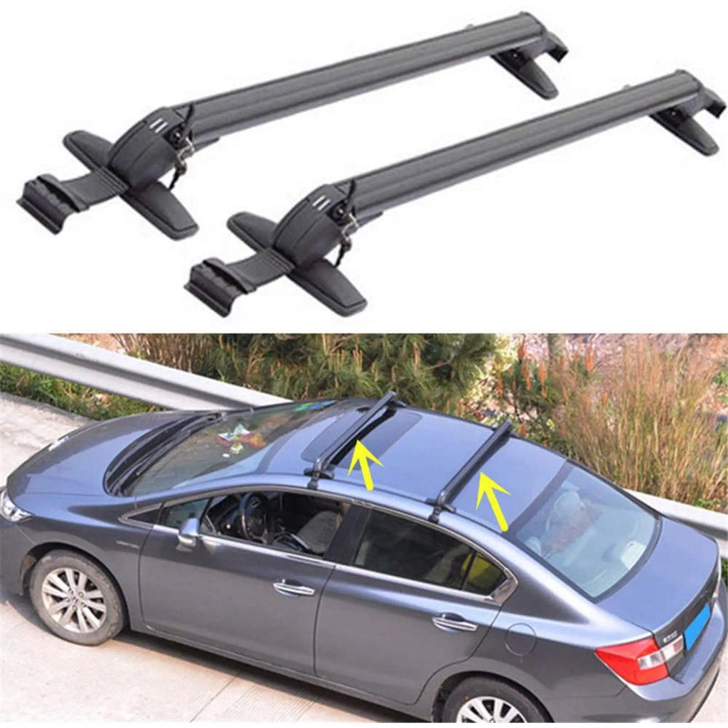 2Pcs Car Top Luggage Rack Car Roof Lockable Luggage Cross Bars Carrier 1m Aluminum Roof Racks Universal Use for 4 or 5 Door Cars
