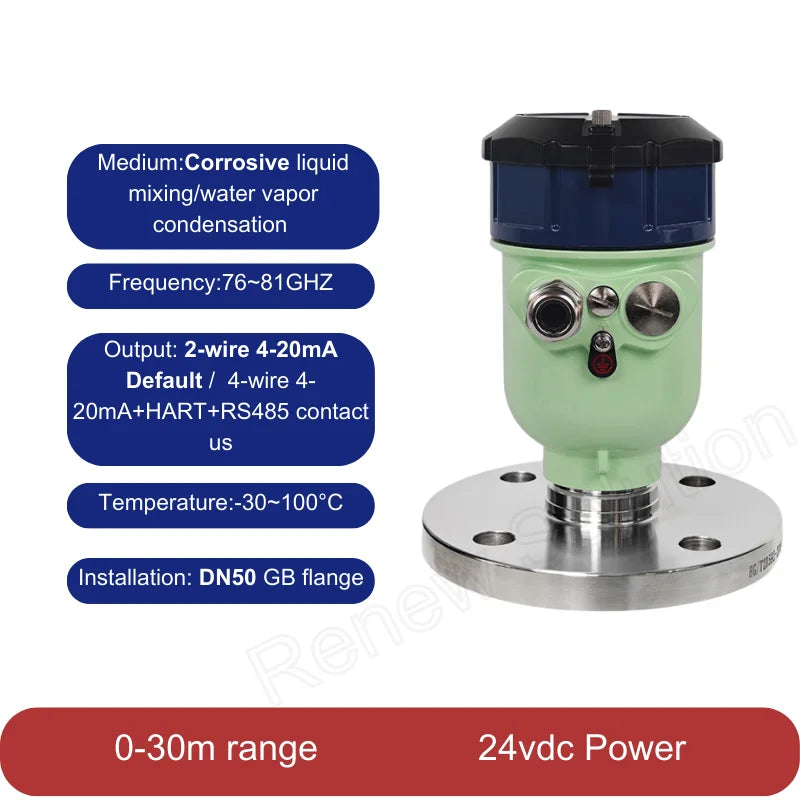 80ghz High Frequency Radar Level Meter Explosion-proof Anti-corrosion Material Storage Dust River Reservoir Water Level Gauge