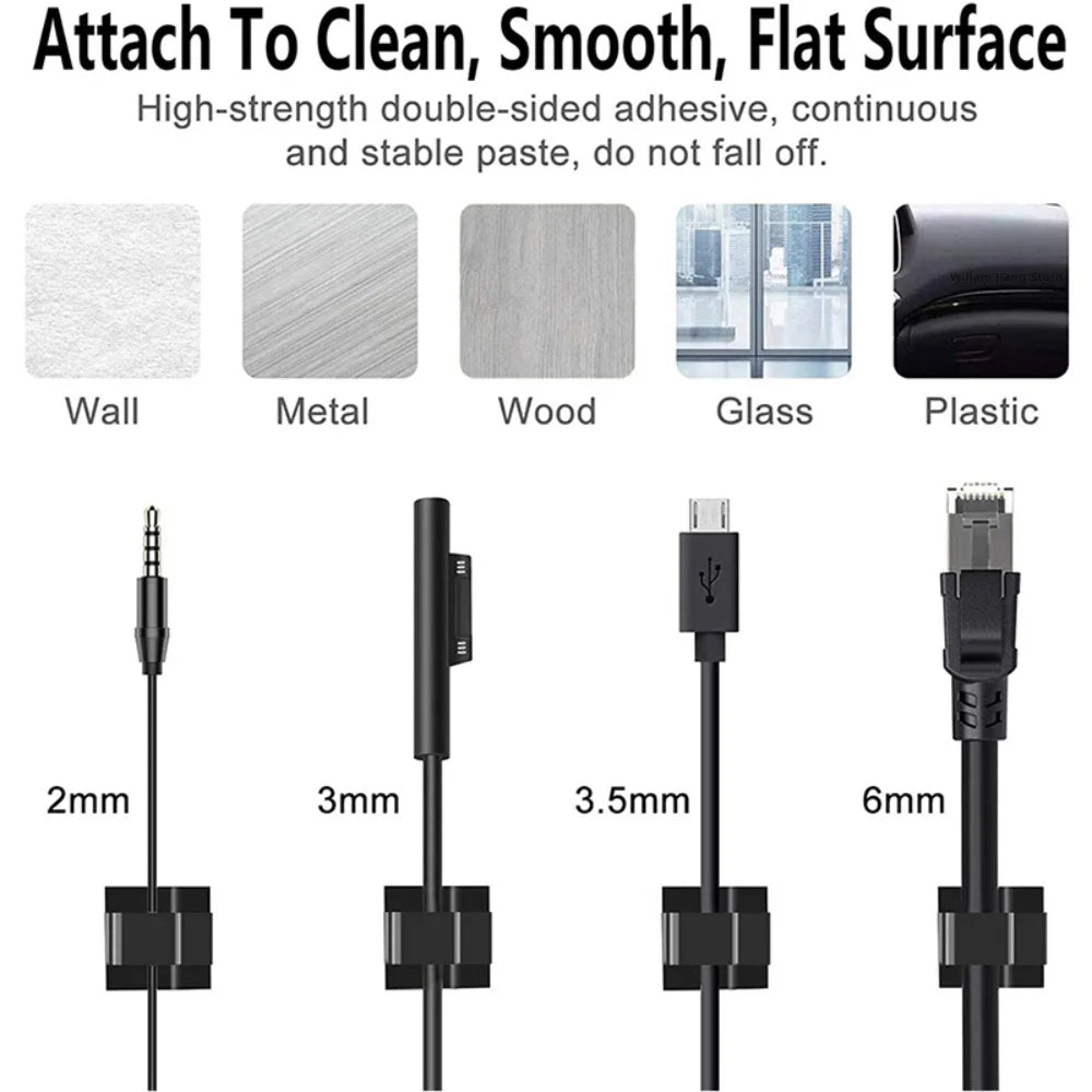 50Pcs Cable Clip Self-Adhesive Cable Organizer Wire Protector Holder For Mouse Headset Wire Storage Desktop Tidy Management Clip