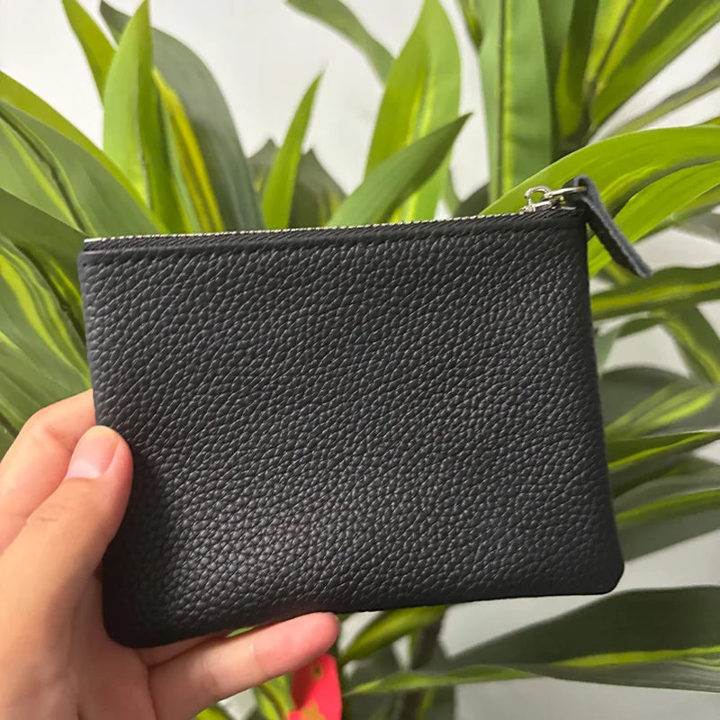 Genuine Top Cow Leather Fashion Women Small Wallet For Ladies Zipper Card Purse Key Storage Bag High Quality Short Wallet Female