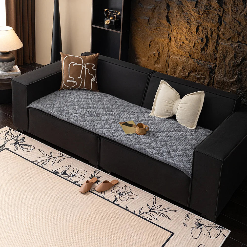 Thickened Corduroy Sofa Cover Non-Slip Quilted Anti-Slip Sofa Mat Couch Seat Cushion Furniture Protector Balcony Bay Window Pad