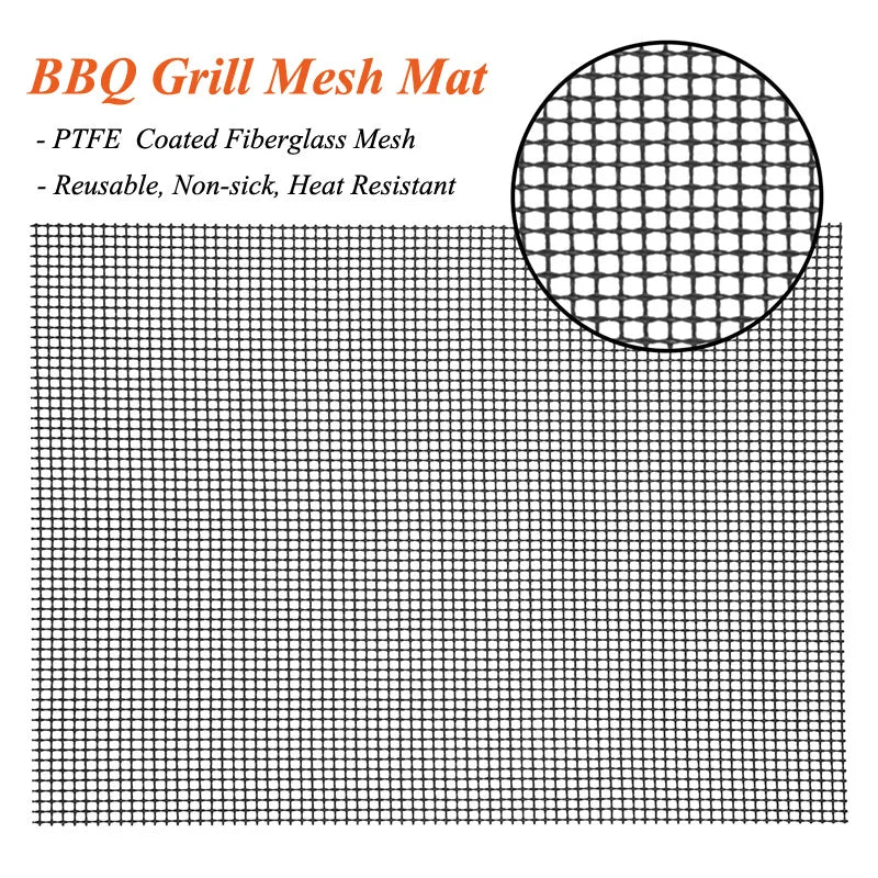 BBQ Grill Mat Non-stick Barbecue Mat Reusable PTFE BBQ Grill Mat Mesh Grill Smoker Cooking Mat Grill Pad Liner BBQ Accessories