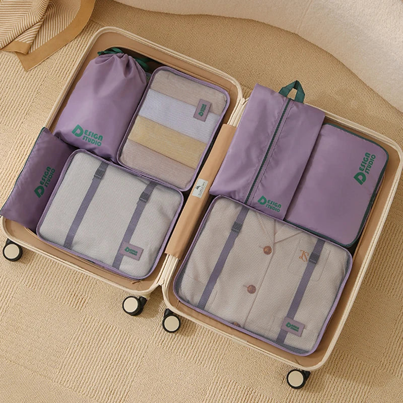 7 Piece Travel Bag Set Thicken Organizer Bag Multi-functional Portable Luggage Organizer Bag Waterproof Suitcase Pakcing Cubes