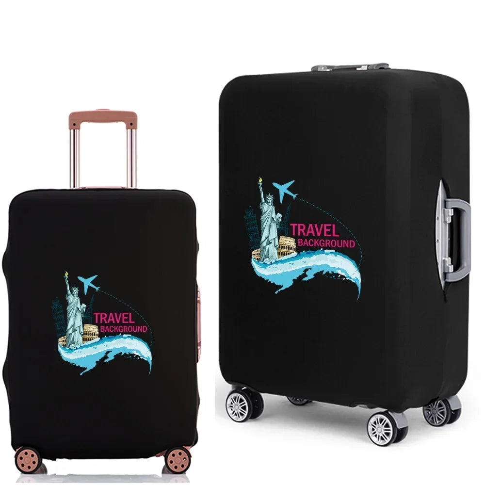 Portable Luggage Protective Cover Travel Pattern Travel Suitcase Cover Elastic Dust Cases for 18 To 28 Inch Travel Trunk Cover