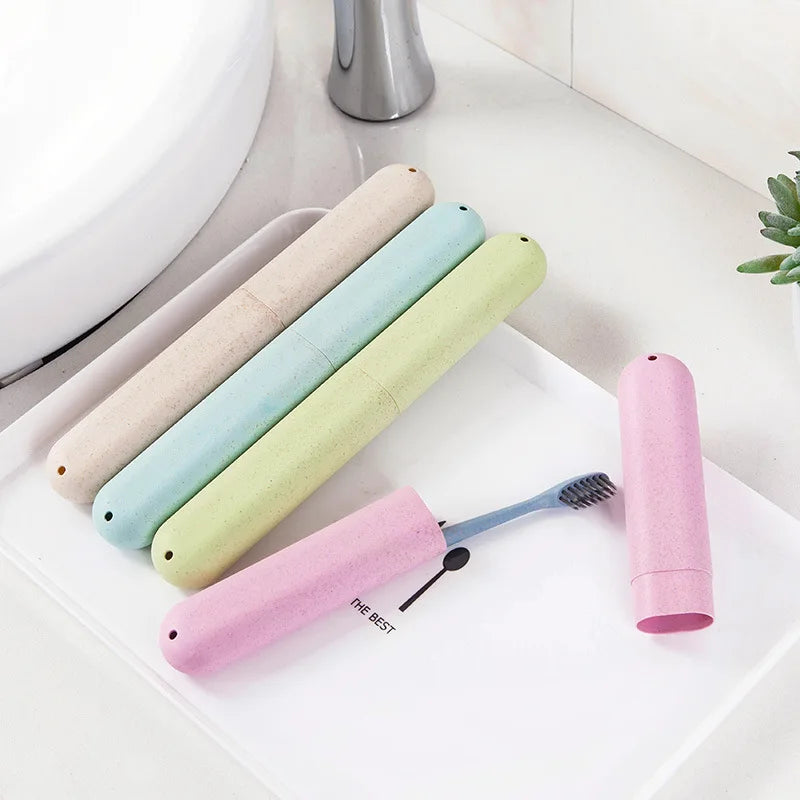 Home wheat straw travel toothbrush box, portable toothbrush cover storage box, wheat straw toothbrush storage box
