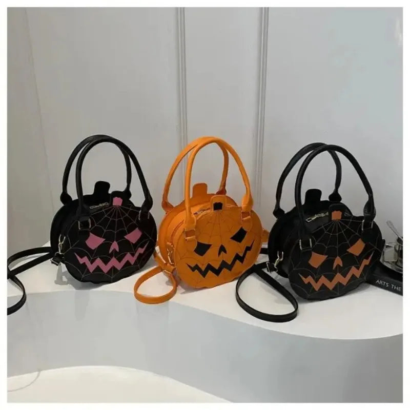 Halloween Single-Shoulder Bag, New Color-Blocking Hand-Held Women's Bag, Simple PU Material Single-Shoulder Pumpkin Bag