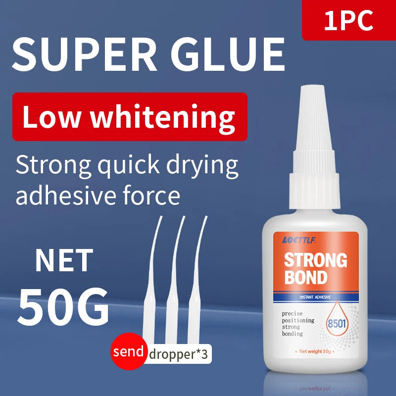 Super-Fast-Drying Adhesive 50g Transparent Water-Resistant and Heat-Resistant Plastic Wood Metal Glass Leather and DIY Projects