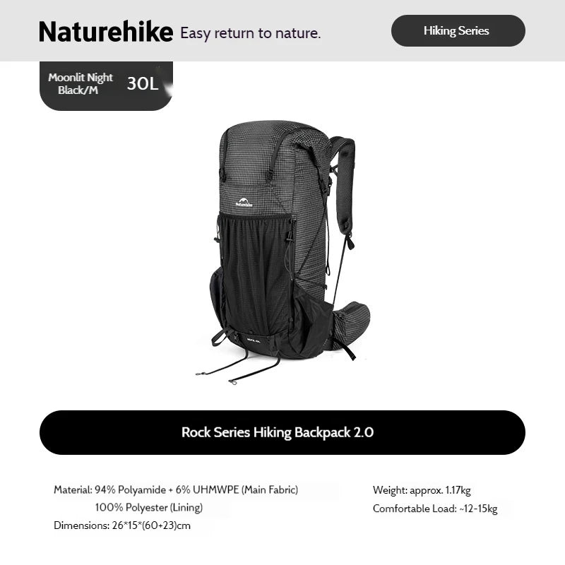 Naturehike Rock 2.0 Backpack Large Capacity Waterproof Travel Bag Camping Trekking Bag Outdoor Hiking Backpack With Rain Cover