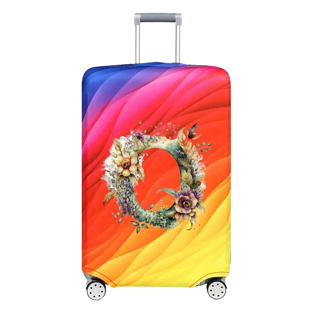 Luggage Cover Stretch Fabric Suitcase Protector Baggage Case for18-32 Inch Suitcase Case Floral Letter Series Travel Organizer