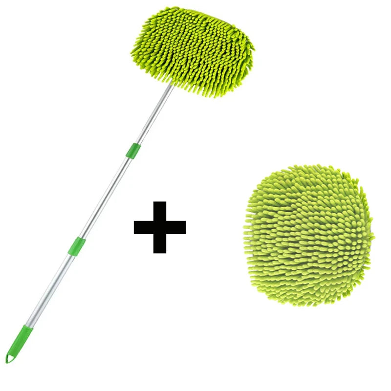 Telescopic Car Wash Mop Brush Long Handle 180° Rotatable Auto Chenille Microfiber Broom Car Roof Window Detailing Cleaning Tool