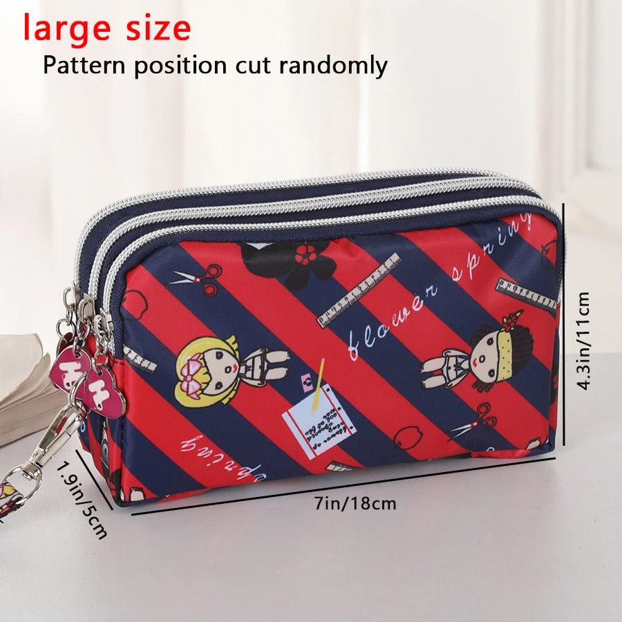Fashionable clutch for women, long 3-zipper large-capacity wallet, multi-functional mobile phone bag, coin purse