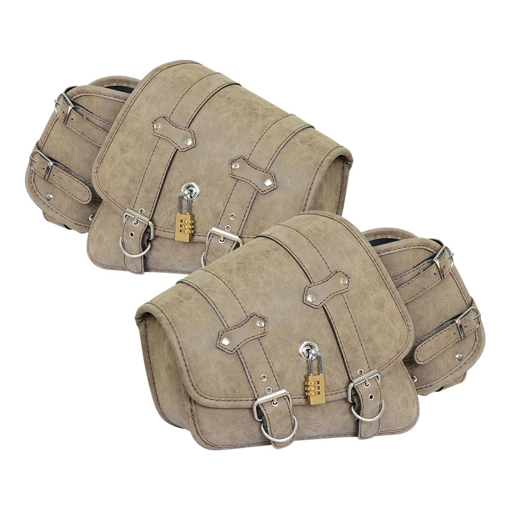 Sacs de selle de moto rétro pochette mallette de rangement valise de réservoir de bagages latéraux sacs en cuir PU/PVC