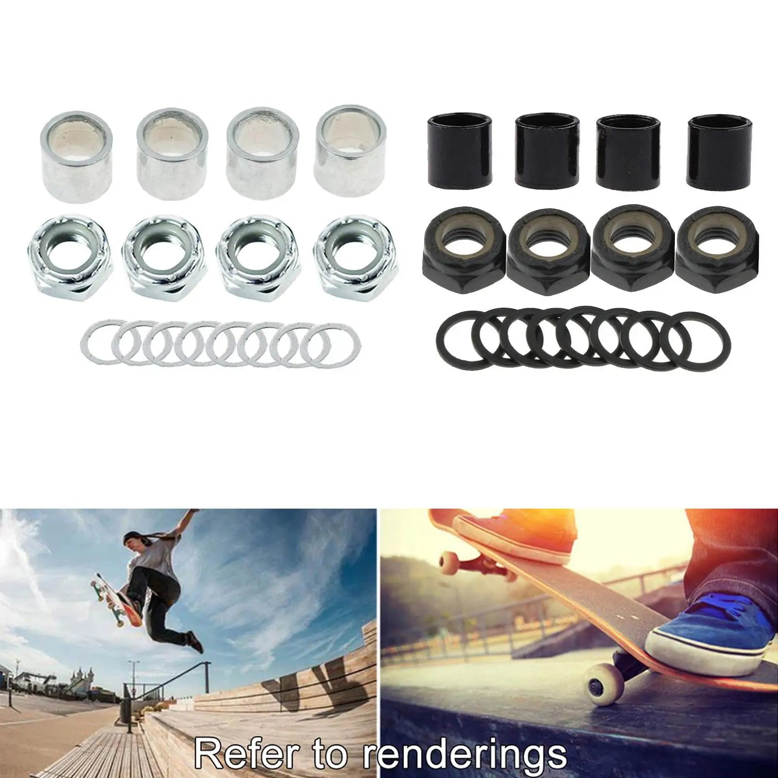 Skateboard Truck Spacers Nuts Cruiser Longboard Roller Skates Hardware