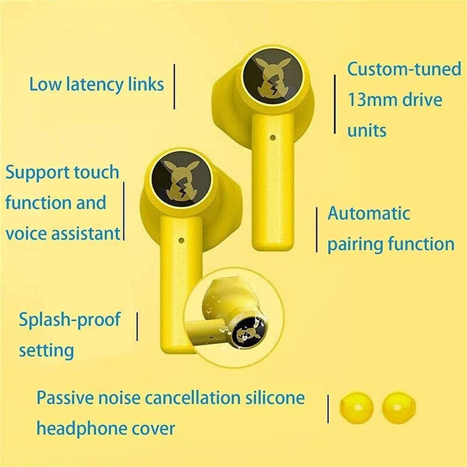 Razer Pikachu Earphones Wireless earbuds Bluetooth headphones Tws Touch Gaming Earbuds Pokeball for Iphone 18 Xiaomi android