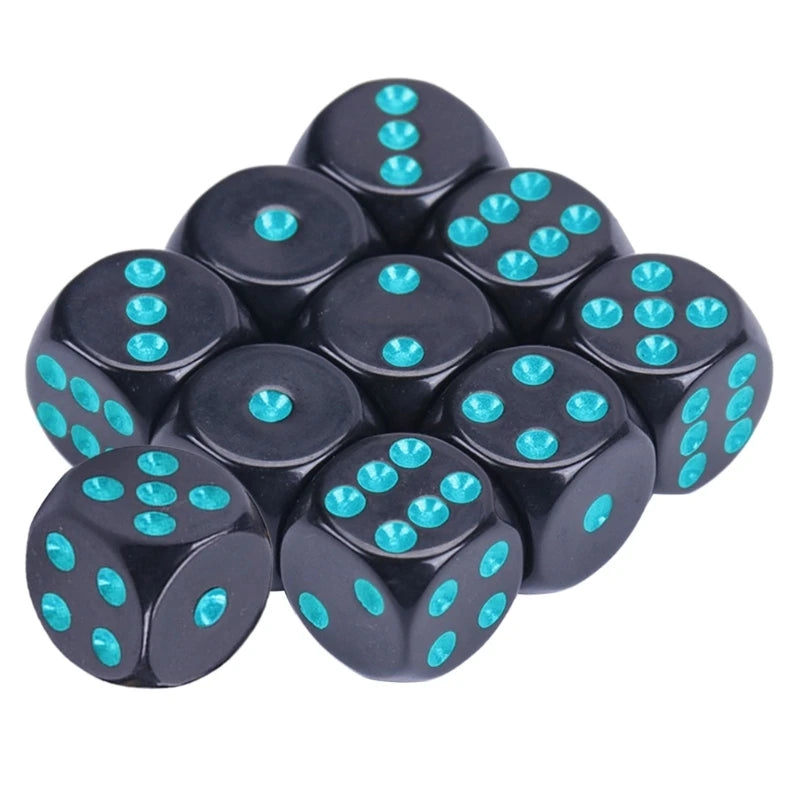 10Pcs 15mm Multicolor Acrylic Cube Dice Set Six Sides Portable Table Games Toy