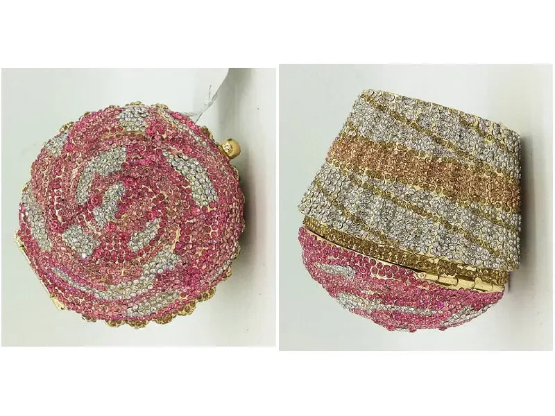 Boutique De FGG (in stock) Women Cupcake Clutch Evening Bag Crystal Wedding Purse and Handbag Bridal Party Minaudiere Bag