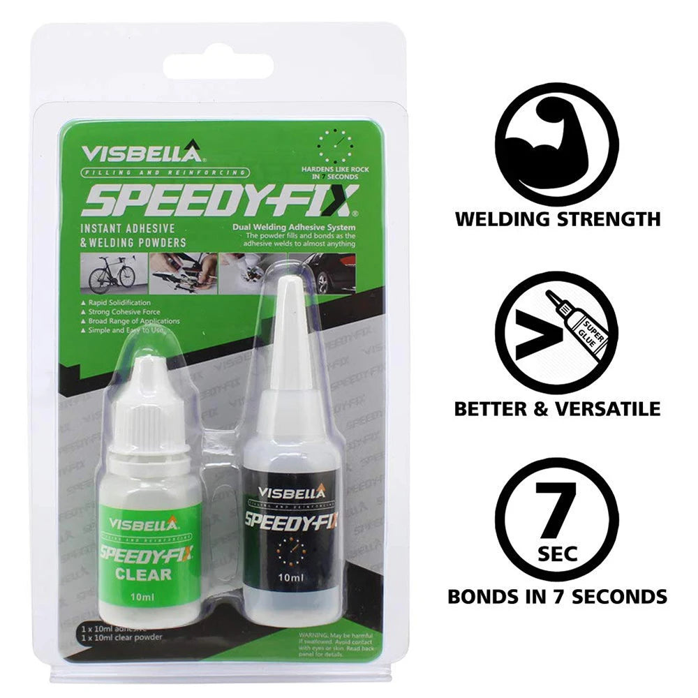 Super Glue Speedy Fix Metal Plastic Adhesive Welding Glue Strong Liquid Powder 7 Seconds Wood Repair Universal Caulk Adhesive