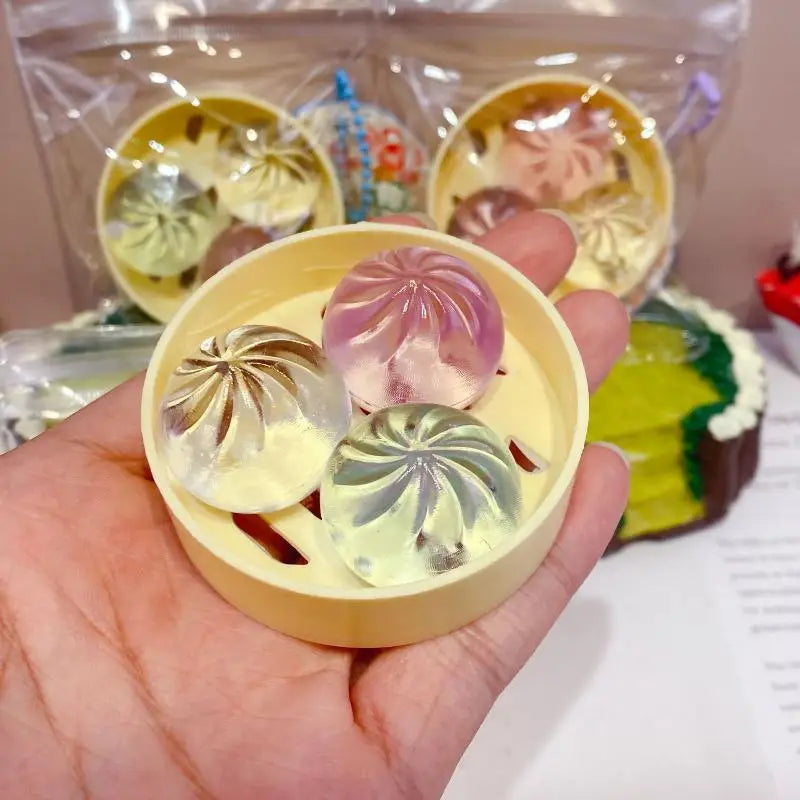Mini Steamer Steamed Bun Squeezable Toys Set Squeeze Slow Rebound Relief Crystal Squishy Fidget Sensory Toy Party Favors Gifts