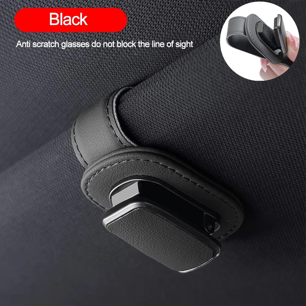 Glasses Frame Car Interior Car Sunglasses Clip Card Ticket Holder Stand Fastener Eyeglasses Sun Visor Leather Glasses Clip