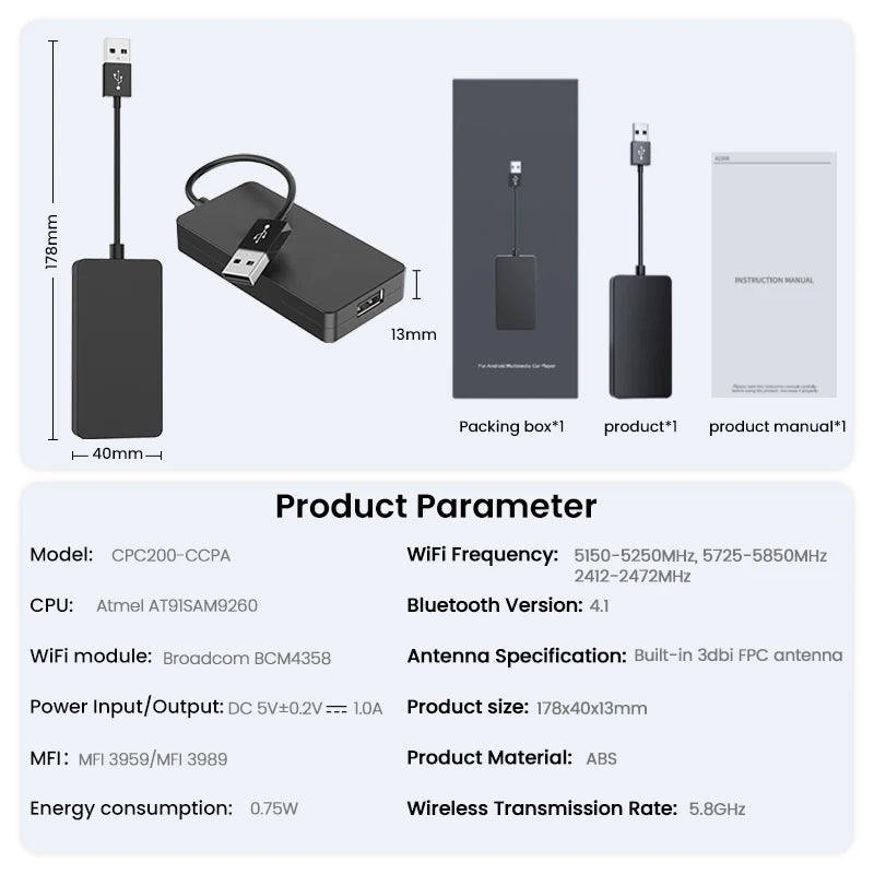 Cpc200 Ccpa Carlinkit Usb Wireless Carplay Android Auto Box Carlink Aftermarket Head Unit Car Screen Car Play Adapter
