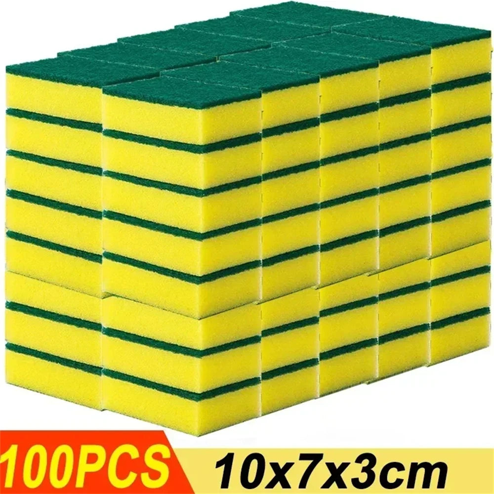 10-100PCS Non-Scratch Cleaning Scrub Sponges Kitchen Dish Sponge Scouring Pad For Washing Dishes Pots Pan Glass Sink Bathroom