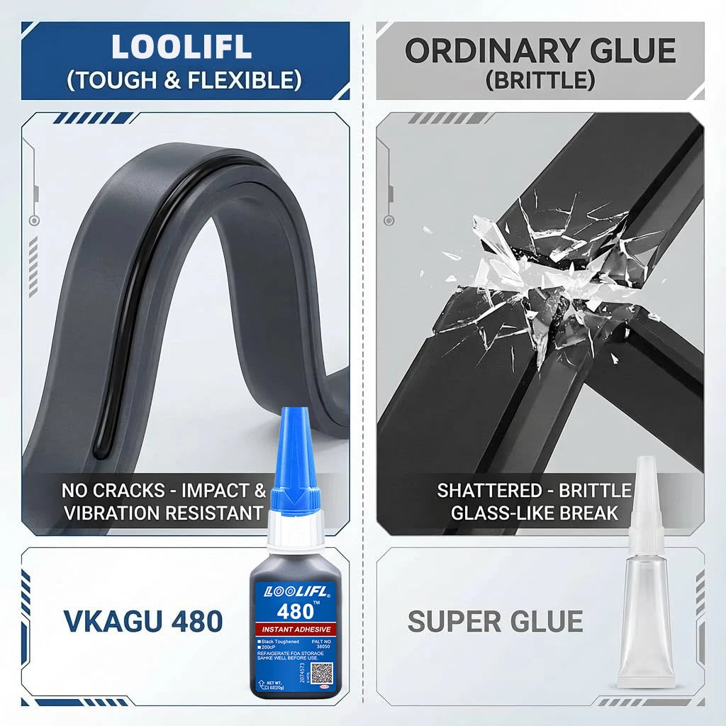 LOOLIFL 480 Black Instant Adhesive - Strong Bond for Rubber Tires, Speaker Cones, Automotive & Audio Repair,Vibration Proof Glue