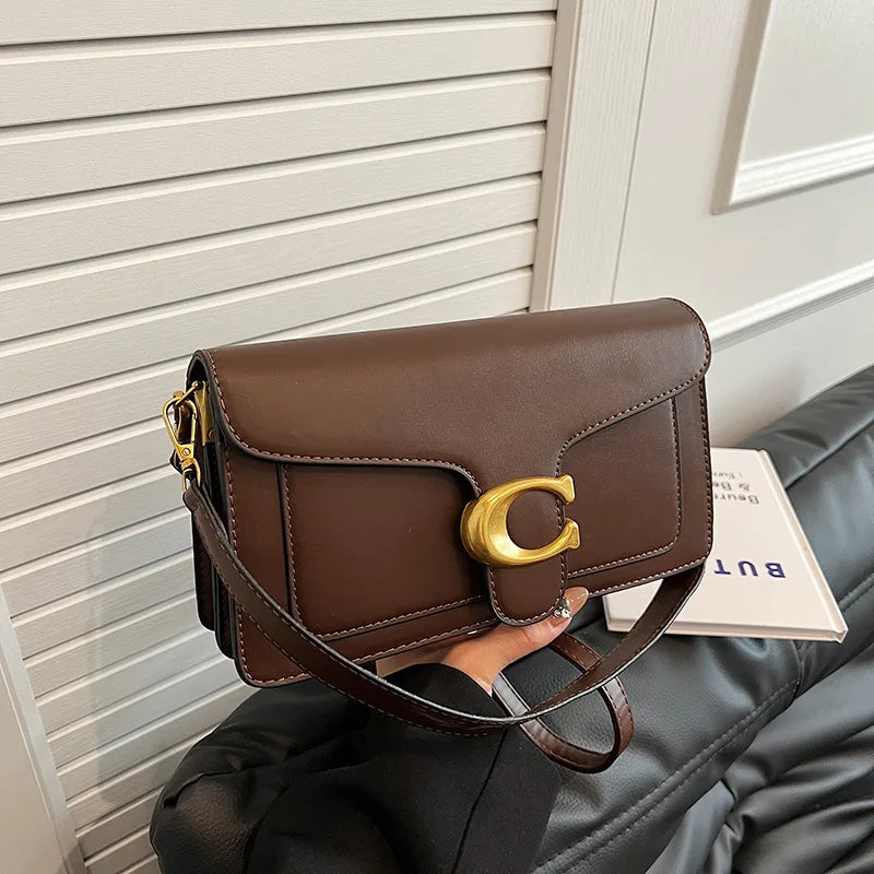 2025 autumn new niche bag women's high-end texture solid color simple and versatile small square bag classic retro shoulder bag