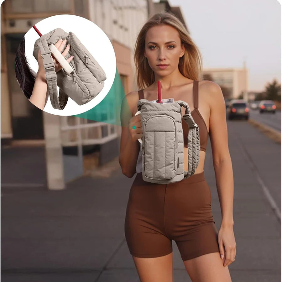 Outdoor Sports Kettle Bag Portable Large Capacity Crossbody Water Cup Bag Travel Thermos Cup Cover