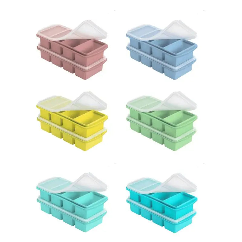 Set/Pcs Silicone Large Ice Cube Tray Non-stick Soup Freezer Container Freezing Tray with 4 Compartments for Storing with Lid