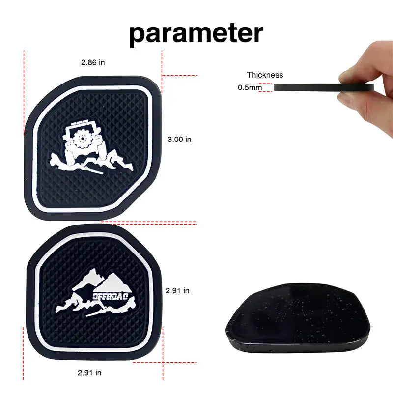 Non-Slip Car Cup Coaster Slot Pad for Jeep Wrangler Jl Jlu 2020-2023 Year Anti-Slip Mat Pocket Mat Interior Cup Holder Pad